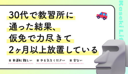 30代で教習所に通った結果、仮免で力尽きて2ヶ月以上放置している